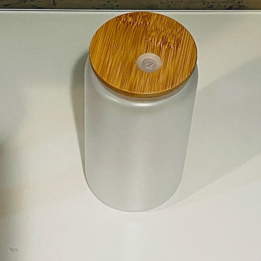Frosted Glass Jar with Bamboo Lid - Picture 2 of 3